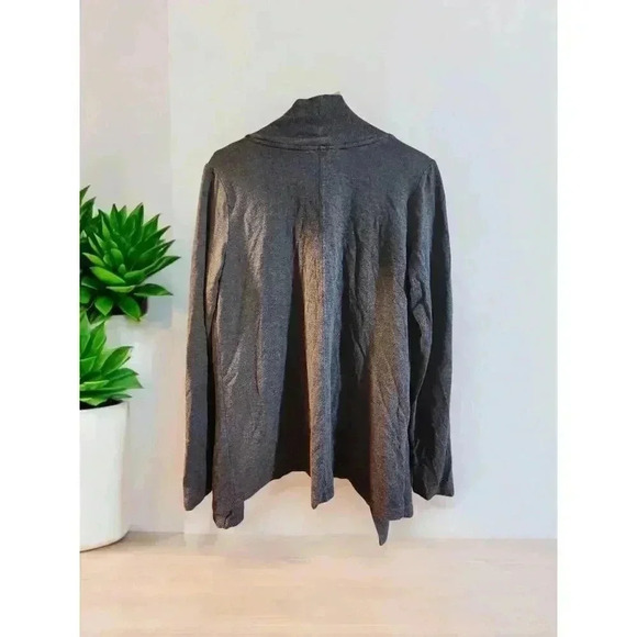 Liz Claiborne Cardigan Sweater Womens Medium Gray Stretch Open Front - Picture 2 of 3